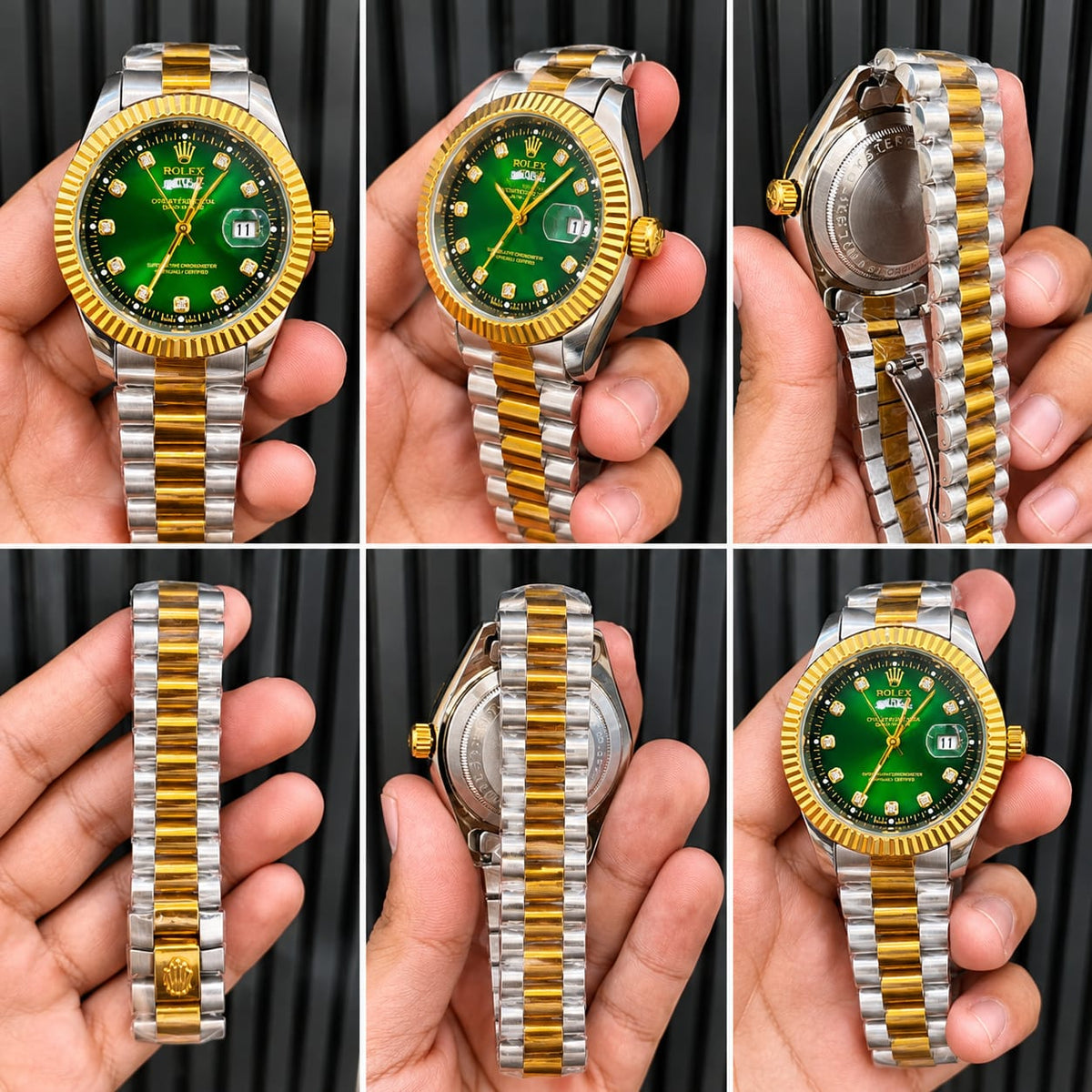 RLX Day-Date Two-Tone Stainless Steel Watch – Emerald Green Dial