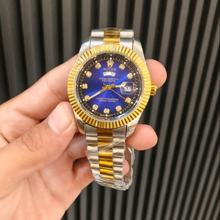 RLX Day-Date Two-Tone Stainless Steel Watch – Royal Blue Dial
