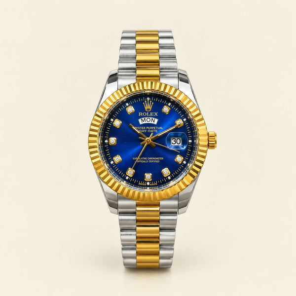 RLX Day-Date Two-Tone Stainless Steel Watch – Royal Blue Dial