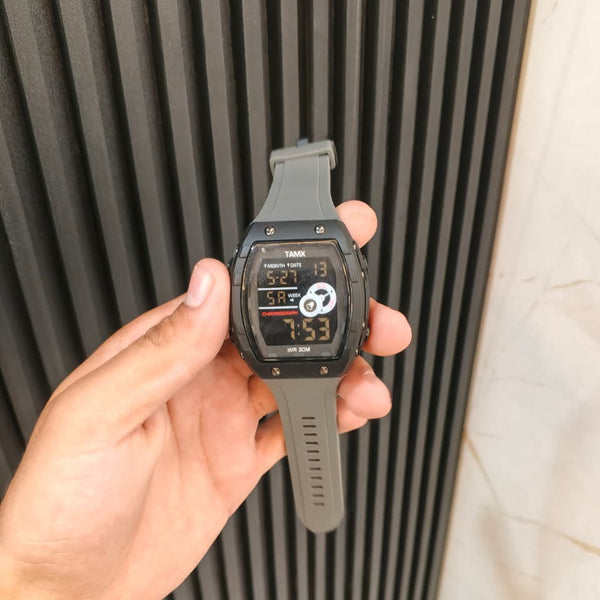 TAMX A1 Military Digital Sports Watch – Dark Grey Silicone Strap