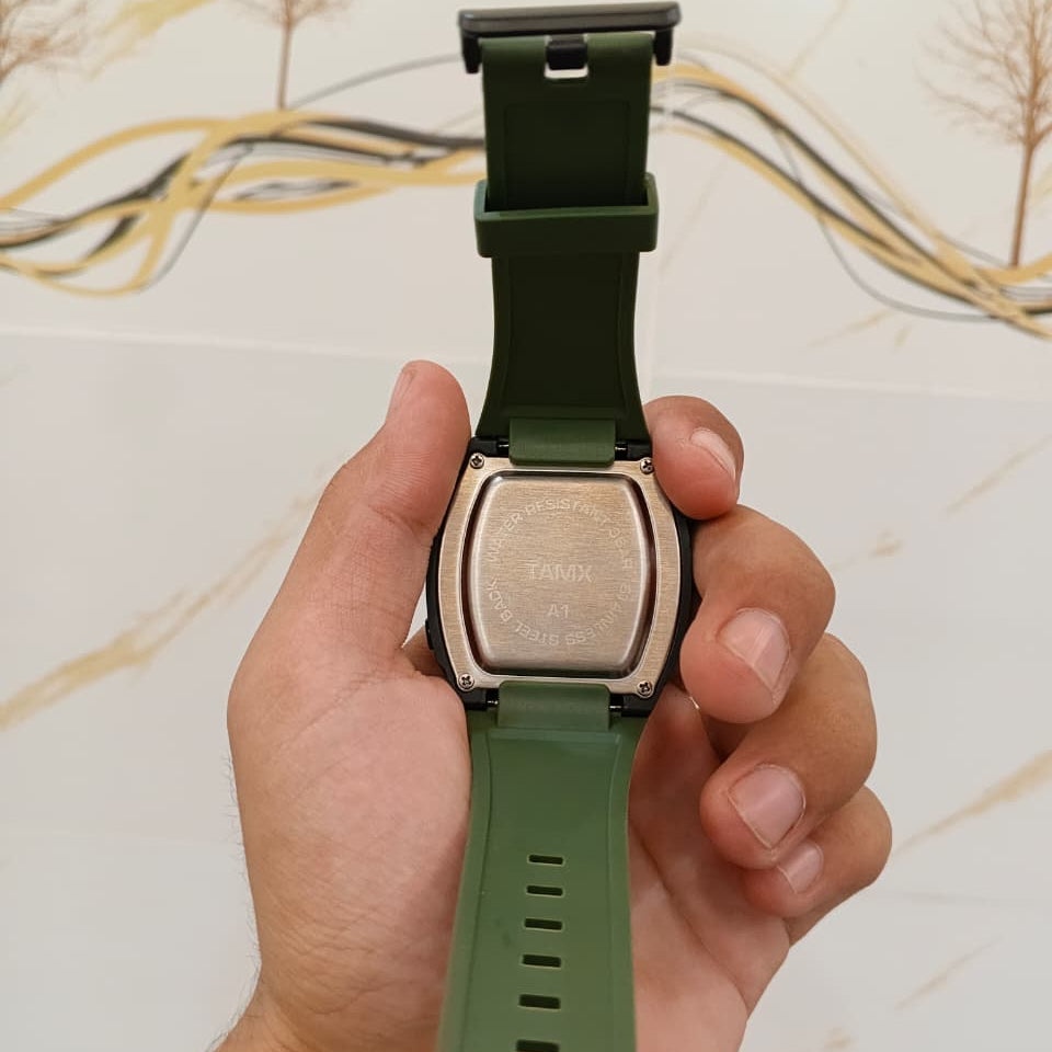 TAMX A1 Military Tactical Digital Sports Watch – Army Green Silicone Strap