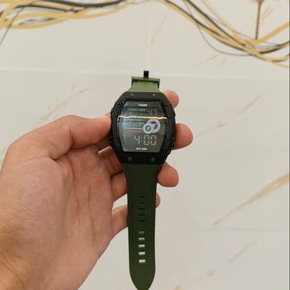 TAMX A1 Military Tactical Digital Sports Watch – Army Green Silicone Strap