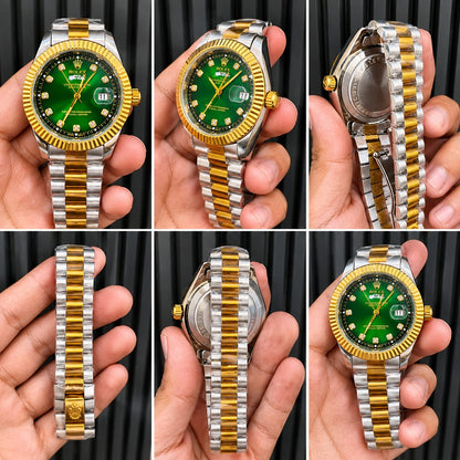 RLX Day-Date Two-Tone Stainless Steel Watch – Emerald Green Dial