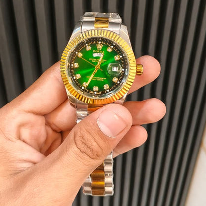 RLX Day-Date Two-Tone Stainless Steel Watch – Emerald Green Dial