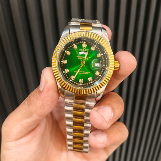 RLX Day-Date Two-Tone Stainless Steel Watch – Emerald Green Dial