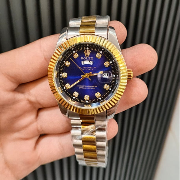 RLX Day-Date Two-Tone Stainless Steel Watch – Royal Blue Dial