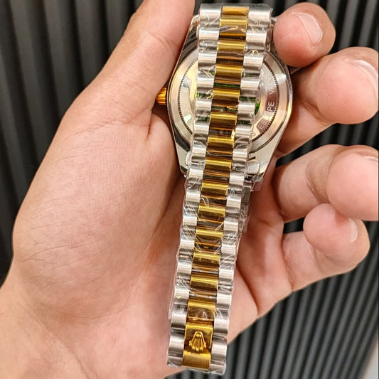 RLX Day-Date Two-Tone Stainless Steel Watch – Emerald Green Dial