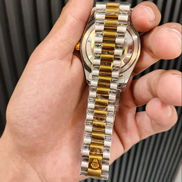 RLX Day-Date Two-Tone Stainless Steel Watch – Emerald Green Dial