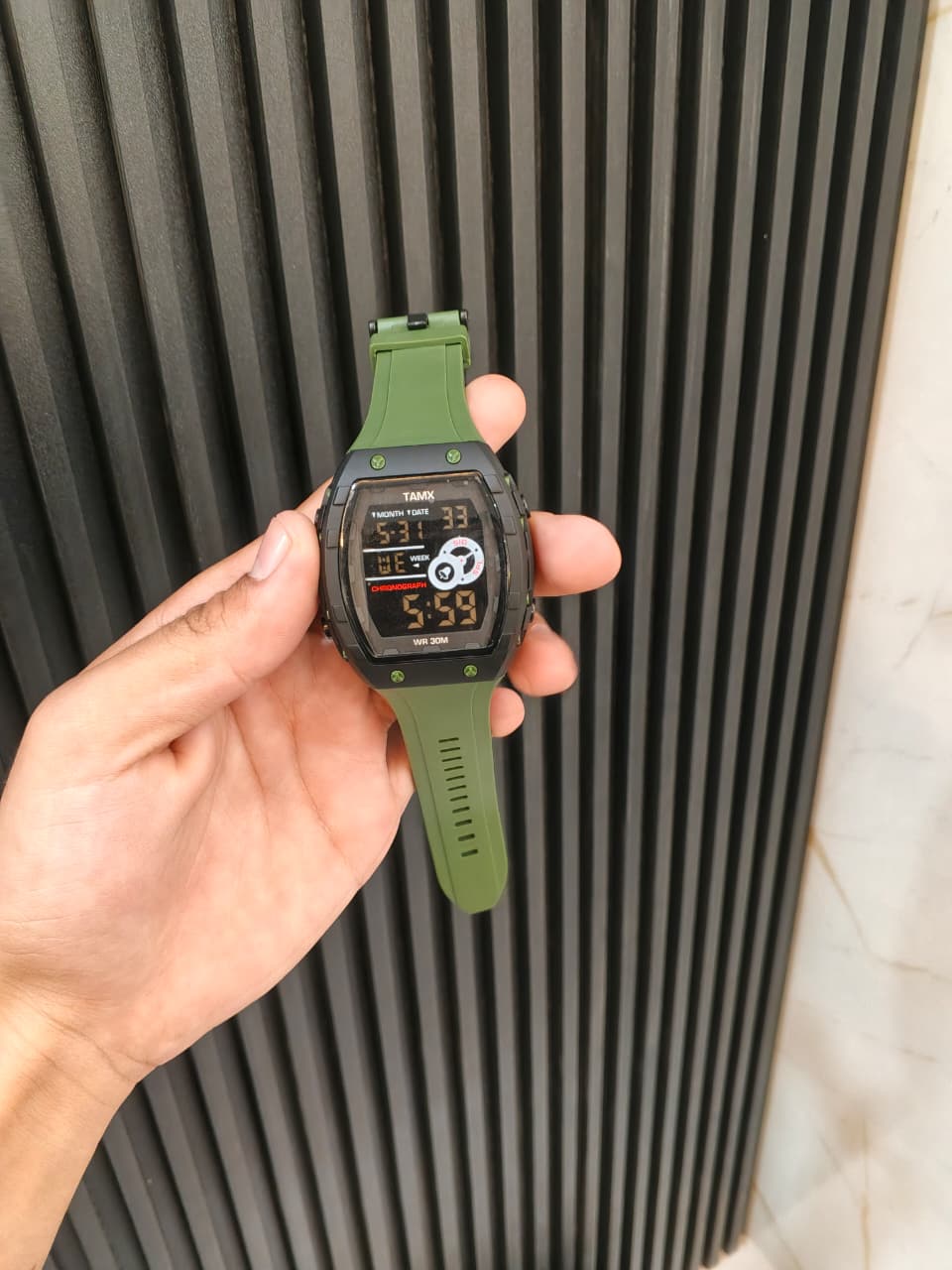 TAMX A1 Military Tactical Digital Sports Watch – Army Green Silicone Strap