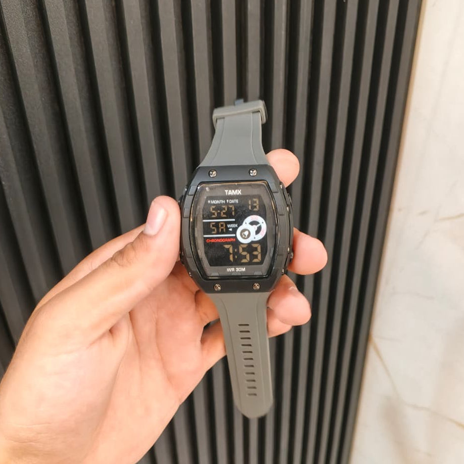 TAMX A1 Military Digital Sports Watch – Dark Grey Silicone Strap