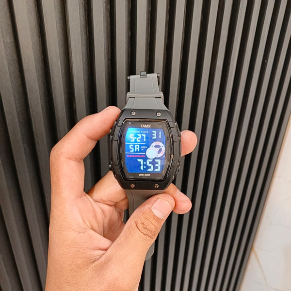 TAMX A1 Military Digital Sports Watch – Dark Grey Silicone Strap