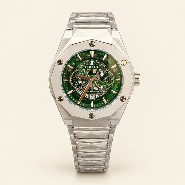 HB Classic Fusion Orlinski Diamond Cut Watch – Green Dial