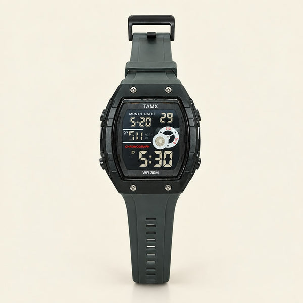 TAMX A1 Military Digital Sports Watch – Dark Grey Silicone Strap